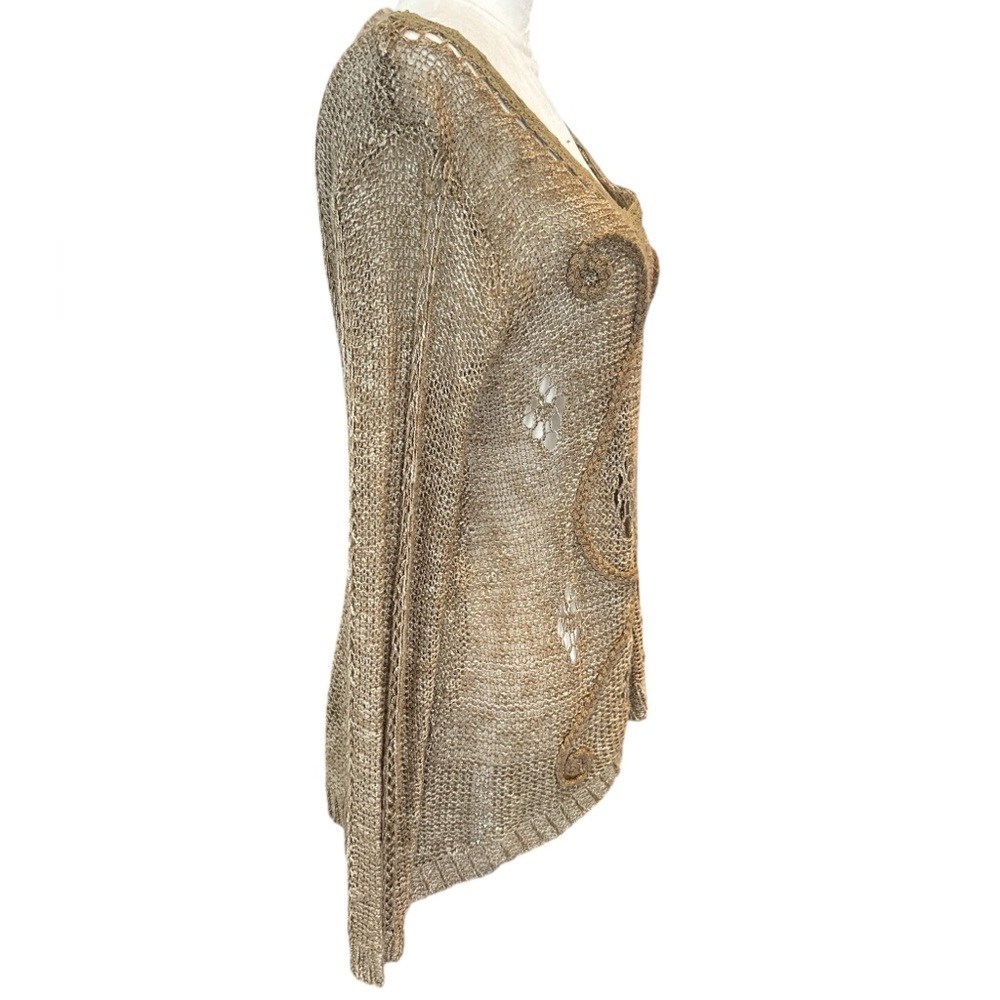 Vintage Y2K Crochet Open Knit Sweater in Tan - Picture 5 of 10